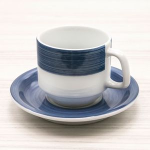 Xícara de Chá com Pires Cilíndrica 200mL Azul - Schmidt