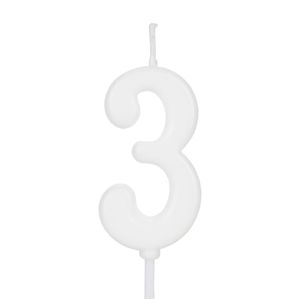 Vela de Aniversário Pick Número 3 Branca - Silver Plastic