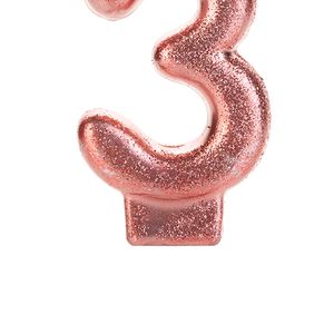 Vela de Aniversário Glitter Número 3 Bronze - Silver Plastic
