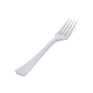Garfo de Plástico Clássica Kit com 10 Unidades Prata - Silver Plastic