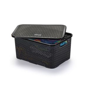 Caixa Organizadora com Tampa 8,5l Mosaico Preto - Arthi