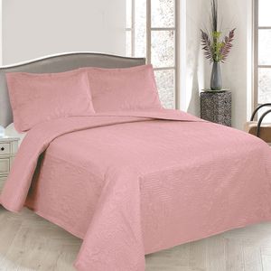 Colcha Casal Boutis Comfort com 2 Porta Travesseiros Rosa - Beau Tissu