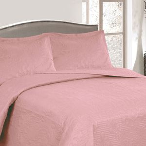 Colcha Casal Boutis Comfort com 2 Porta Travesseiros Rosa - Beau Tissu