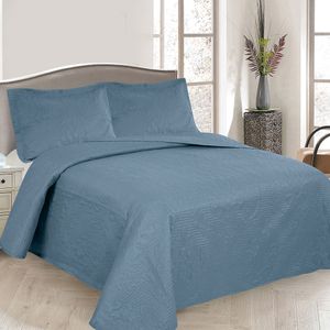 Colcha Casal Boutis Comfort com 2 Porta Travesseiros Azul - Beau Tissu