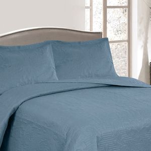 Colcha Casal Boutis Comfort com 2 Porta Travesseiros Azul - Beau Tissu