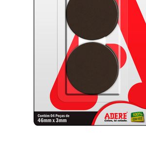 Protetor Feltro Antirrisco Redondo 46mmx3mm Preto 4 Peças - Adere