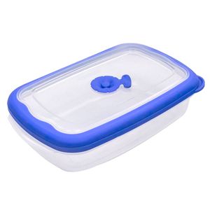Kit Com 4 Potes de Plástico Retangular Flor 1,26l Azul - Sanremo