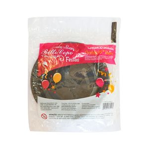 Prato Raso Descartável 15cm Kit com 10 Unidades Preto - Bello Festas