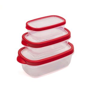 Conjunto de Potes Retangular 3 Peças Vermelho - Keeper