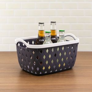 Cesto Organizador Multiuso Vazado 31cm Cinza - Home Space