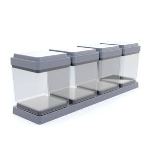 Jogo de Porta Condimentos 4 Peças Cinza - Utility