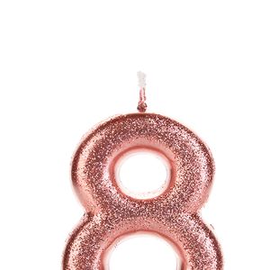 Vela de Aniversário Glitter Número 8 Bronze - Silver Plastic