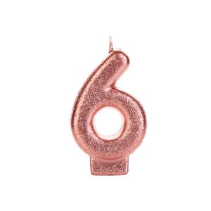 Vela de Aniversário Glitter Número 6 Bronze - Silver Plastic