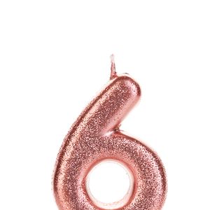 Vela de Aniversário Glitter Número 6 Bronze - Silver Plastic