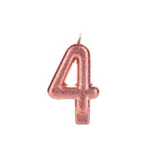 Vela de Aniversário Glitter Número 4 Bronze - Silver Plastic
