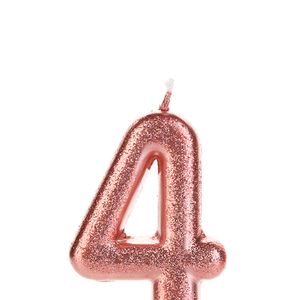 Vela de Aniversário Glitter Número 4 Bronze - Silver Plastic