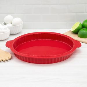 Forma de Silicone Antiaderente para Torta 30cm Vermelha - Silicook