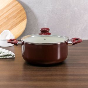 Panela Caçarola com Revestimento Cerâmico Arujá Bordô 22cm - Meridional