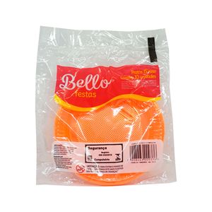 Prato Raso Descartável 15cm Kit com 10 Unidades Laranja Neon - Bello Festas
