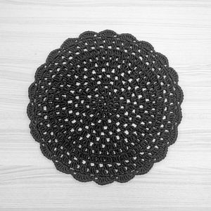 Sousplat de Crochê 40cm Preto - Crochê Nene Veronez