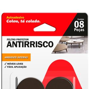 Protetor Feltro Antirrisco Redondo 37mmx3mm Preto 8 Peças - Adere