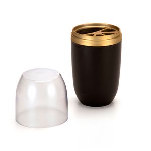 Porta Escova de Dente com Tampa 500mL Preto e Dourado - Arthi