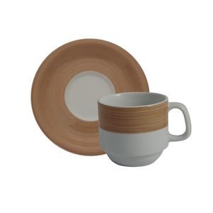 Xícara de Chá com Pires Cilíndrica 200mL Capuccino - Schmidt