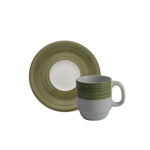 Xícara de Café com Pires Cilíndrica 70mL Menta - Schmidt
