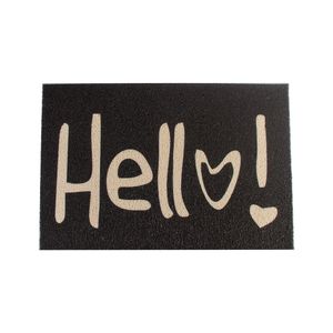 Capacho Retangular Hello Preto 40x60cm - Euro Mats