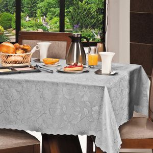 Toalha de Mesa Retangular 138x200cm Adamascada Prata - Sur La Table