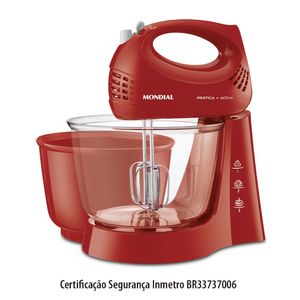 Batedeira Prática 3 Velocidades Vermelho - Mondial