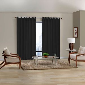 Cortina para Sala / Quarto Rústica Sevilha 3x1,7m Preto - Bella Janela