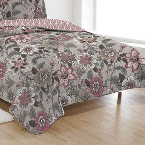 Colcha Solteiro Boutis Comfort com 1 Porta Travesseiro Floral - Beau Tissu