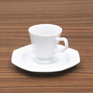 Xícara de Café com Pires Prisma 65mL Branca - Schmidt