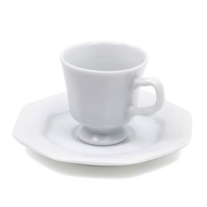 Xícara de Café com Pires Prisma 65mL Branca - Schmidt