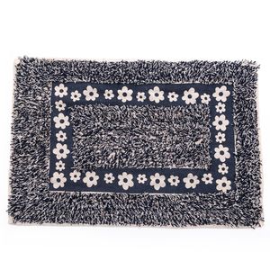Tapete para Banheiro Retangular 40x60cm Flor Azul - Comoditá