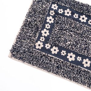 Tapete para Banheiro Retangular 40x60cm Flor Azul - Comoditá