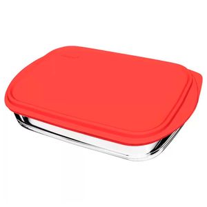Assadeira de Vidro com Tampa 4 Litros Retangular - Marinex