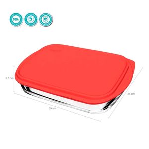 Assadeira de Vidro com Tampa 4 Litros Retangular - Marinex