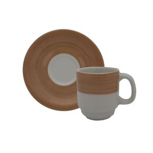 Xícara de Café com Pires Cilíndrica 70mL Capuccino - Schmidt