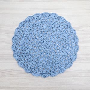 Sousplat de Crochê 40cm Azul - Crochê Nene Veronez
