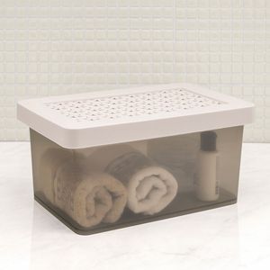 Caixa Organizadora Retangular com Tampa 15,2x31,5cm Gelo - Ordene