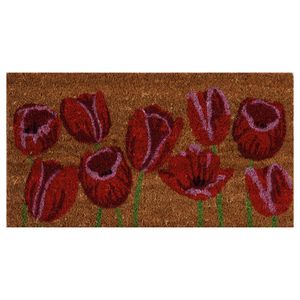Capacho Retangular Flores 33x60cm Colorido - Vizapi