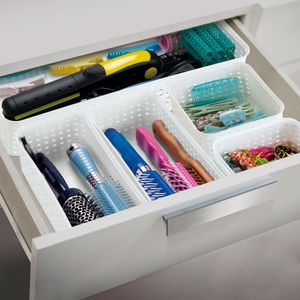 Jogo de Organizadores Rattan com 5 Peças Branco - Arthi