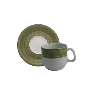Xícara de Chá com Pires Cilíndrica 200mL Menta - Schmidt