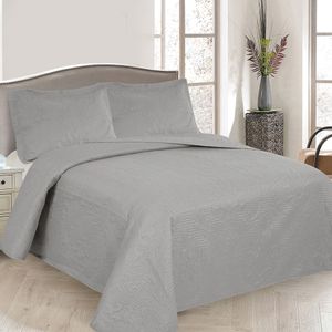 Colcha Solteiro Boutis Comfort com 1 Porta Travesseiro Cinza - Beau Tissu