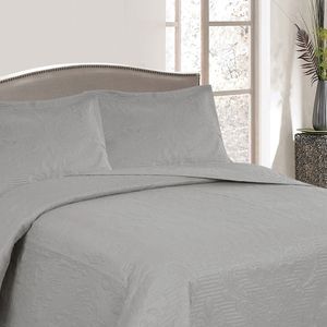 Colcha Solteiro Boutis Comfort com 1 Porta Travesseiro Cinza - Beau Tissu