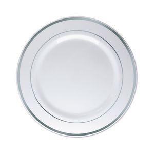 O Prato Descartável 26cm Kit com 6 Unidades Prata - Silver Plastic