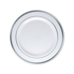 Prato Descartável de Sobremesa 19cm Kit com 6 Unidades Prata - Silver Plastic