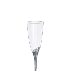 Taça de Champanhe De Plástico Kit com 6 Unidades150mL Prata - Silver Plastic